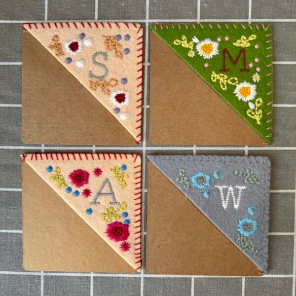Four Seasons Personalized Hand Embroidered Corner Bookmark